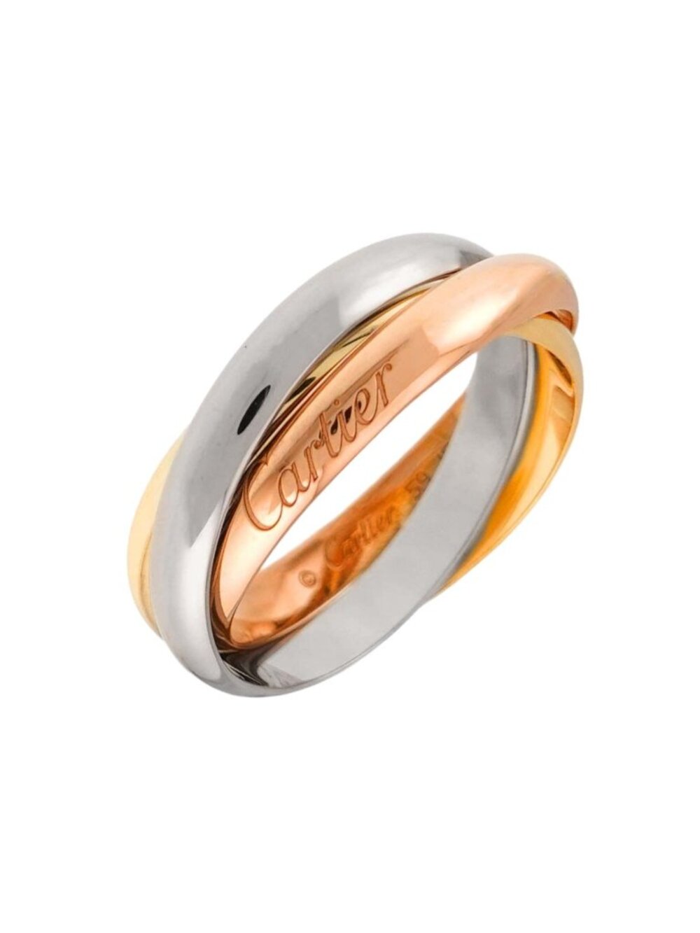 Cartier Trinity Medium MM 59 Ring 18k Yellow Gold WG PG Three